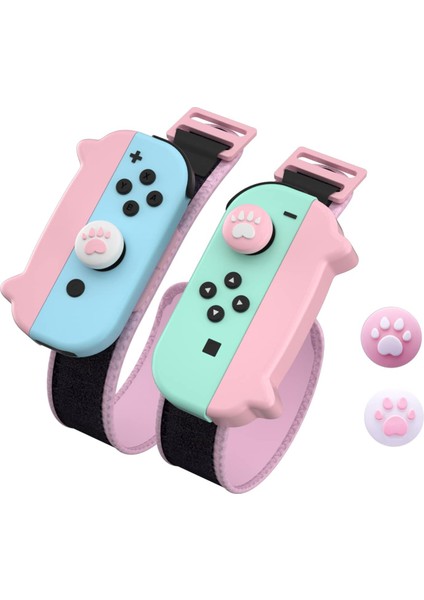 Dans Oyunu Nintendo Anahtarı Bilek Bandı Kapak Joycon Kol Bandı Oyunu Bilezik Elastik Kayış Dans Bandı Pembe (Yurt Dışından)