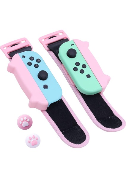 Dans Oyunu Nintendo Anahtarı Bilek Bandı Kapak Joycon Kol Bandı Oyunu Bilezik Elastik Kayış Dans Bandı Pembe (Yurt Dışından)