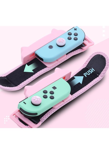 Dans Oyunu Nintendo Anahtarı Bilek Bandı Kapak Joycon Kol Bandı Oyunu Bilezik Elastik Kayış Dans Bandı Pembe (Yurt Dışından)