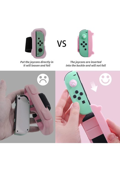 Dans Oyunu Nintendo Anahtarı Bilek Bandı Kapak Joycon Kol Bandı Oyunu Bilezik Elastik Kayış Dans Bandı Pembe (Yurt Dışından)