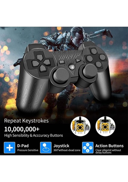 Ps 3 Kablosuz Kumanda, Play Station 3 ile Uyumlu Ps 3 Kumanda Gamepad, Şarj Kablolu Çift Titreşimli Kumanda (Yurt Dışından)
