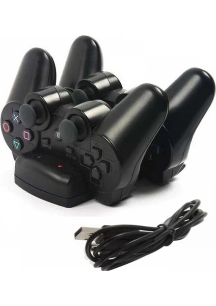 Çift Şarj Tutucu Dock Şarj Standı + Playstation Dualshock 3 Ps3 Gamepad Denetleyicisi Için USB Güç Kablosu Kablosu Hareket Navigasyon (Yurt Dışından)