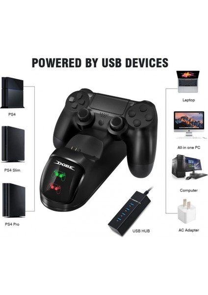 Çift USB Kolu Hızlı Şarj Standı Istasyonu Ps4 Ps4 Slim Ps4 Pro Oyun Denetleyicisi Gamepad Joystick Dock Dağı Için Şarj Cihazı Standı (Yurt Dışından)