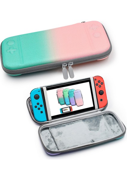 Nintendo Anahtarı Anahtarı Lite Degrade Saklama Çantası Taşıma Çantası ile Taşınabilir Ns Aksesuarları Braketi ile Pembe Yeşil (Yurt Dışından)
