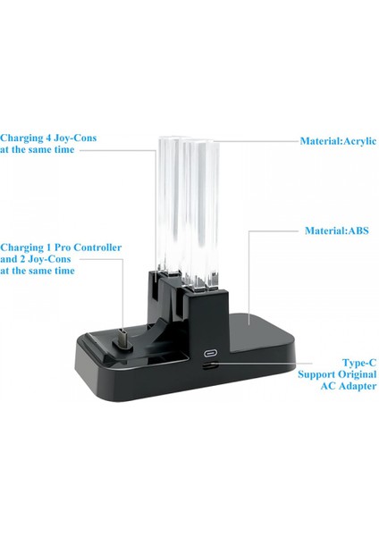 In1 Şarj Standı Nintendo Anahtarı Joy Con Denetleyici LED Şarj Cihazı Nintendo Anahtarı Pro Gamepad Şarj Standı Anahtarı Lite (Yurt Dışından)