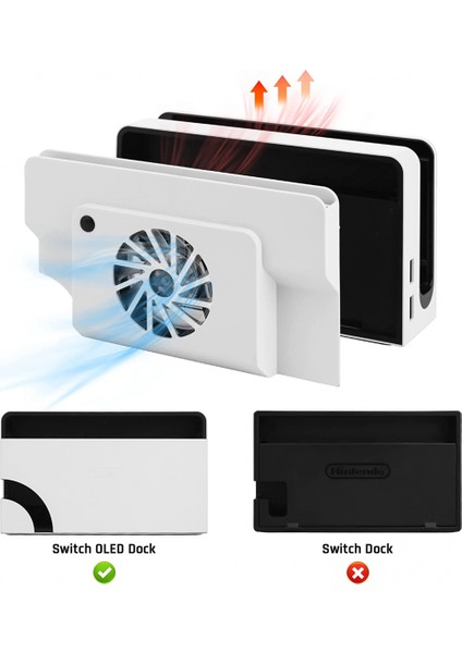 Nintendo Switch OLED Taban ile Uyumlu Soğutma Fanı, Switch OLED Fanlı Soğutma Tabanı Değişimi, Oyun Kartı Yuvası Beyaz (Yurt Dışından)