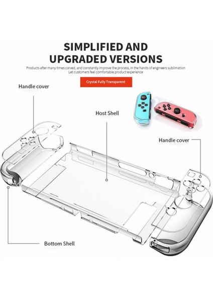 Nintendo Switch Için Sabit Şeffaf Telefon Kılıfı, Nintendo Switch ve Joy Con Kontrol Cihazları Için Şeffaf Koruyucu Kapak, Crystal Clear (Yurt Dışından)