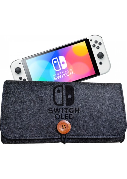 Nintendo Switch OLED Modelleri ve Nintendo Switch Için Taşınabilir Seyahat Çantası, 5 Oyun Kartuşu Tutuculu Ultra Ince Keçe Çanta (Yurt Dışından)