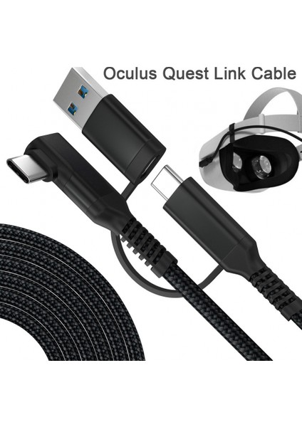 Quest 2 ve Quest 16FT 5m Pc Vr Için 2'si 1 Arada Quest Oculus Link Sanal Gerçeklik Kulaklık Kablosu (Yurt Dışından)