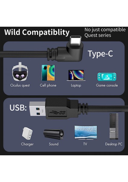 Quest 2 ve Quest 16FT 5m Pc Vr Için 2'si 1 Arada Quest Oculus Link Sanal Gerçeklik Kulaklık Kablosu (Yurt Dışından) fiyatları