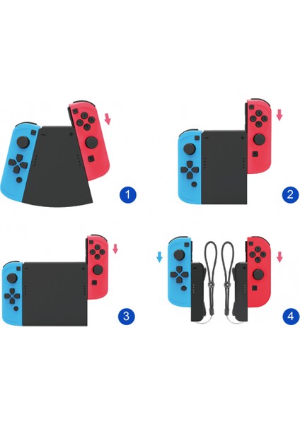 Nintendo Switch Joy Con Için Oyun Kolu Konektörü, Ns Switch Grip Için Bilek Kayışı ile 5'i 1 Arada Gamepad Kolu (Yurt Dışından)