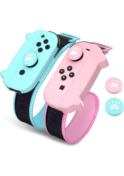 Dans Oyunu Nintendo Anahtarı Bilek Bandı Kapak Joycon Kol Bandı Oyunu Bilezik Elastik Kayış Dans Bandı Pembe Mavi (Yurt Dışından)