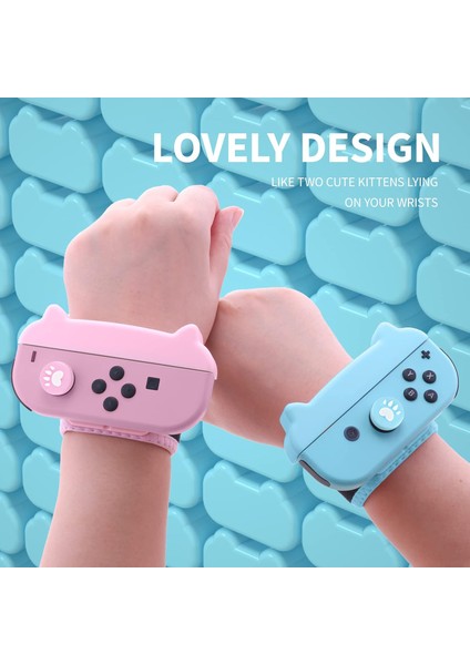 Dans Oyunu Nintendo Anahtarı Bilek Bandı Kapak Joycon Kol Bandı Oyunu Bilezik Elastik Kayış Dans Bandı Pembe Mavi (Yurt Dışından)