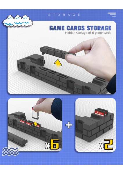 4 Şarj Yuvası Joy Con Black Için Nintendo Switch Için 8 Oyun Yuvasına Sahip Stand Station Cradle (Yurt Dışından)