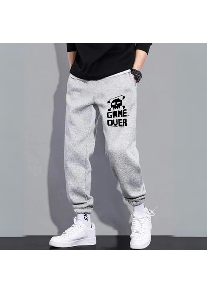 Game Over Baskılı Gri Eşofman Altı