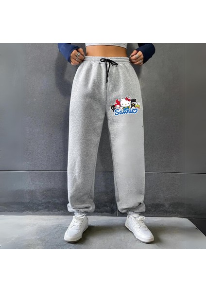 Sanrio Baskılı Unisex Gri Eşofman Altı