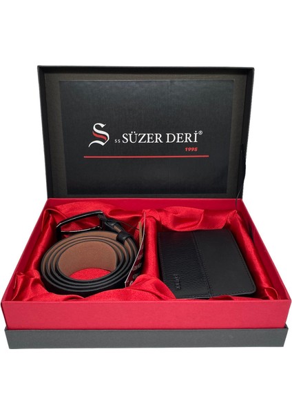 Deri Kemer Ve Deri Cüzdan Set Kutulu
