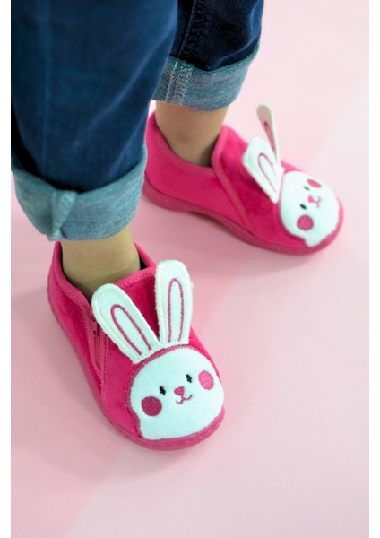 Tavşan Nakışlı Fuşya Kız Çocuk Fermuarlı PANDUF-F-742