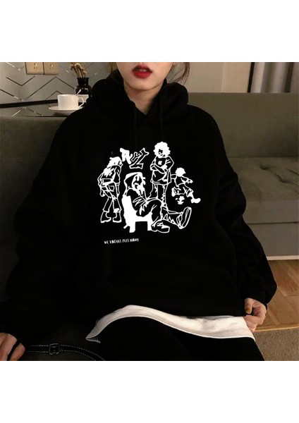 Touz Moda Street Wear We Vaguel Feel Many Oversize Unisex Siyah Sweatshirt