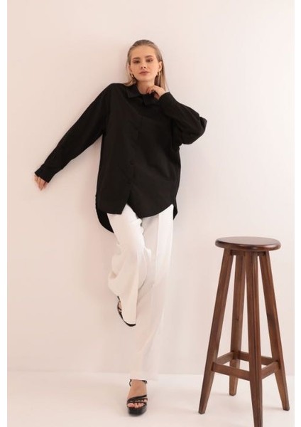 Oversize Düğme Detay Gömlek