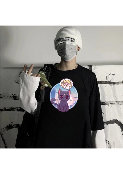 Sailor Moon Oversize Fake Kollu Beyaz T-Shirt fiyatları