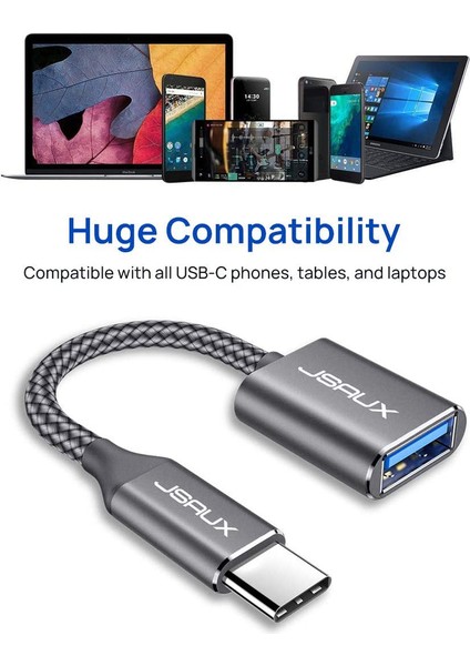 USB C To USB Adaptörü Type-C 3.0 Otg Kablosu Çevirici Dönüştürücü Adaptör Kablosu MacBook Pro 2018 2017 ile Uyumlu Samsung Galaxy S20 S20+ Ultra S8 S9 Note 10 Uyumlu CD0019