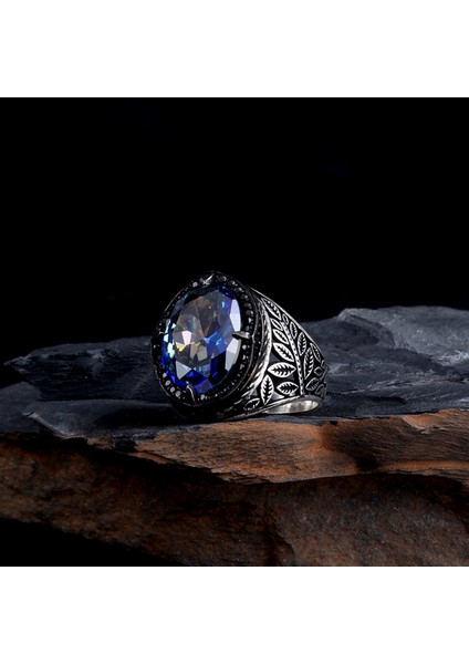 925 Ayar Gümüş Mistik Topaz Taşlı Yaprak Motifli Yüzük fırsatları