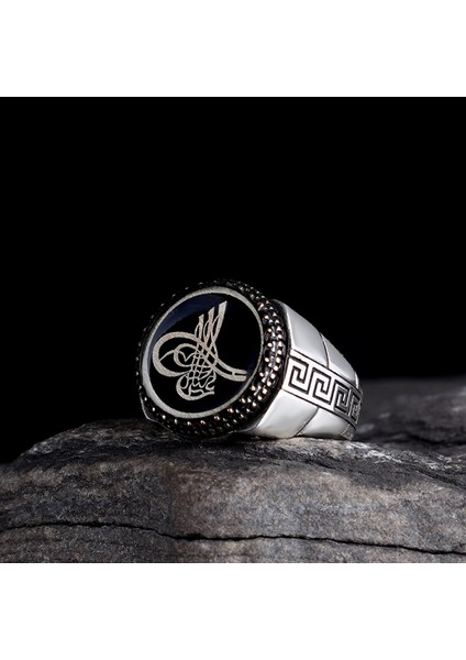 925 Ayar Gümüş Oval Tuğra Model Erkek Yüzük fiyatları