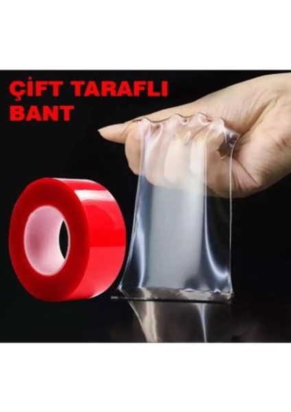 Çift Taraflı Çok Kuvvetli Silikonlu Su Geçirmez Akrilik Şeffaf Bant 18MM x 2mt