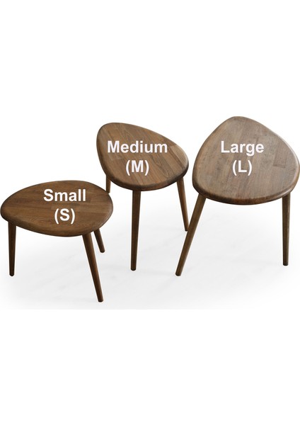 Doğal Ahşap Zigon Sehpa 3'lü Set, Modern Masif Yan Sehpa indirimleri