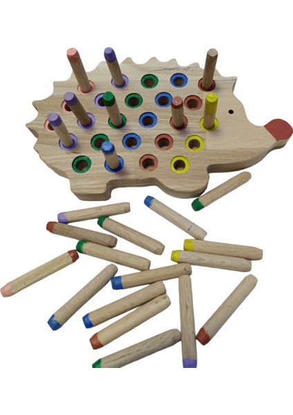 Eğitici Ahşap Oyuncak Kirpi Zihin Geliştirici Boyalı Renk Çeşitli Bul Tak Hayvan Figürü Oyuncak fırsatları