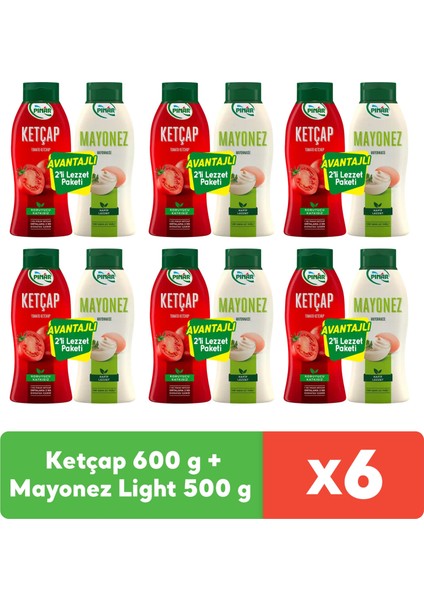 Ketçap 600 gr + Mayonez Light 500 gr x 6 Adet