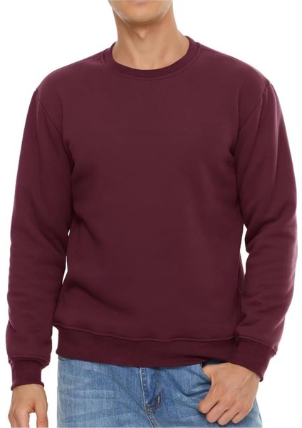 Erkek Ultra Termal Sherpa Peluş Astarlı Bisiklet Yaka Sweatshirt