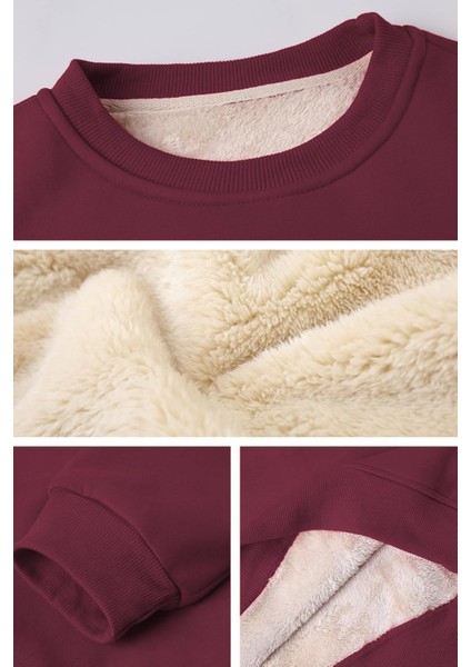 Erkek Ultra Termal Sherpa Peluş Astarlı Bisiklet Yaka Sweatshirt