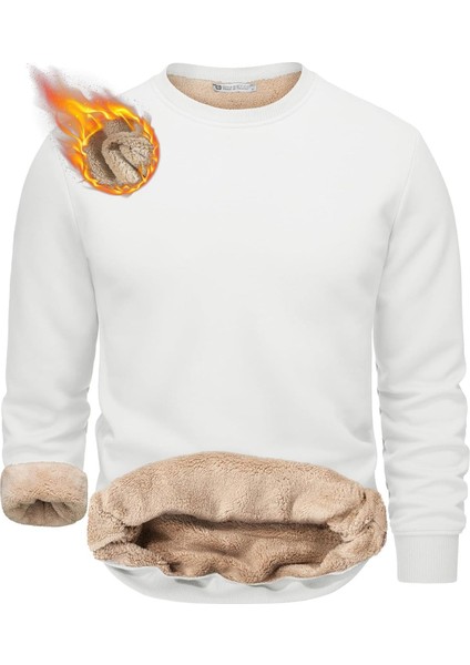 Erkek Ultra Termal Sherpa Peluş Astarlı Bisiklet Yaka Sweatshirt