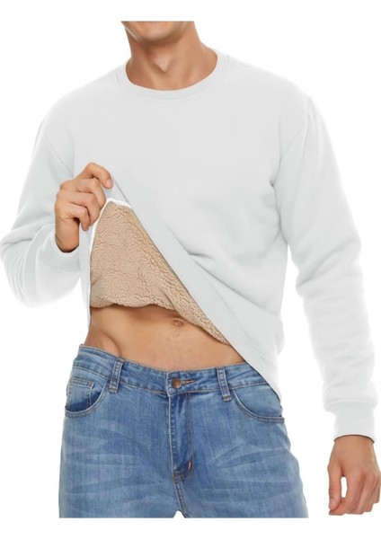 Erkek Ultra Termal Sherpa Peluş Astarlı Bisiklet Yaka Sweatshirt fiyatları