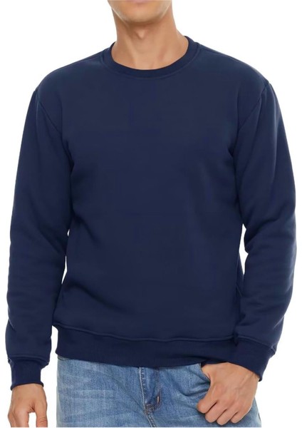 Erkek Ultra Termal Sherpa Peluş Astarlı Bisiklet Yaka Sweatshirt