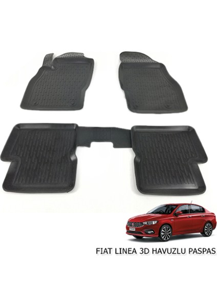 2015+ Fiat Egea Sedan 3D Havuzlu Araca Özel Paspas - Siyah