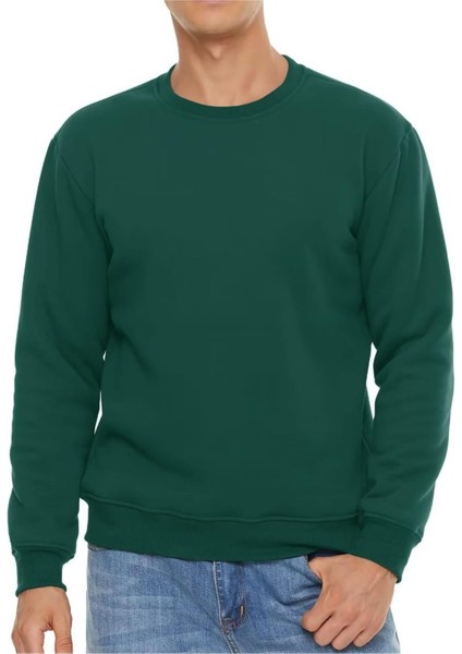 Erkek Ultra Termal Sherpa Peluş Astarlı Bisiklet Yaka Sweatshirt