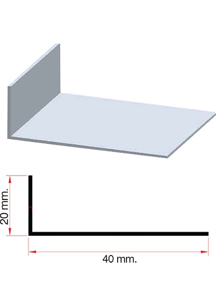 Alüminyum Köşebent L Profil 40*20 Antrasit  200 Cm.