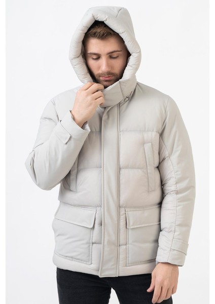 Edmonton 58101SLIM Fit Kapüşonlu Kaban Taş modelleri