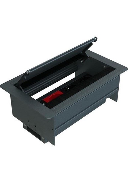 Masa Üstü Antrasit Çift Açılım Duo-Line Fırçalı Priz Seti 10.8400