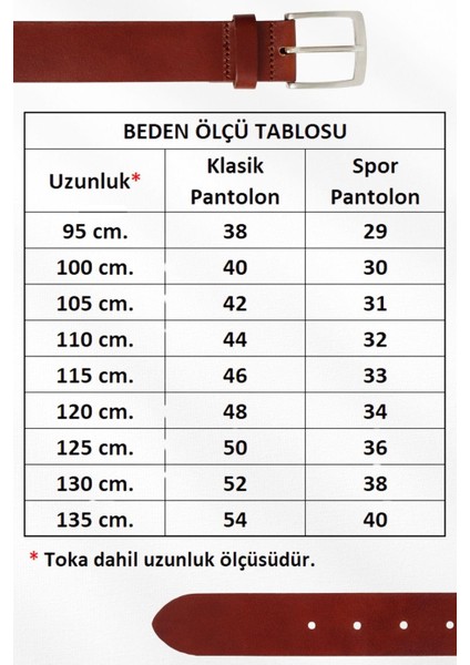 3.5 Cm Klasik Deri Kemer Kahverengi Dikiş Desenli