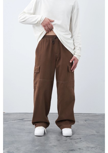 Kahve Oversize Gabardin Kargo Pantolon fiyatları