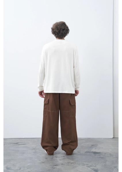 Kahve Oversize Gabardin Kargo Pantolon modelleri