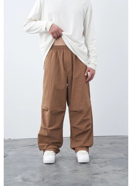 Camel Oversizse Paraşüt Pantolon