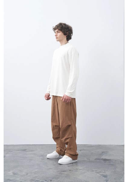 Camel Oversizse Paraşüt Pantolon