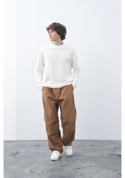 Camel Oversizse Paraşüt Pantolon