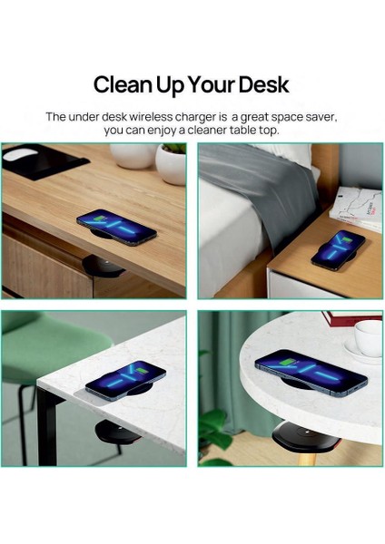 Masa Altından Çalışan Gizli Kablosuz Wifi Şarj Cihazı fırsatları