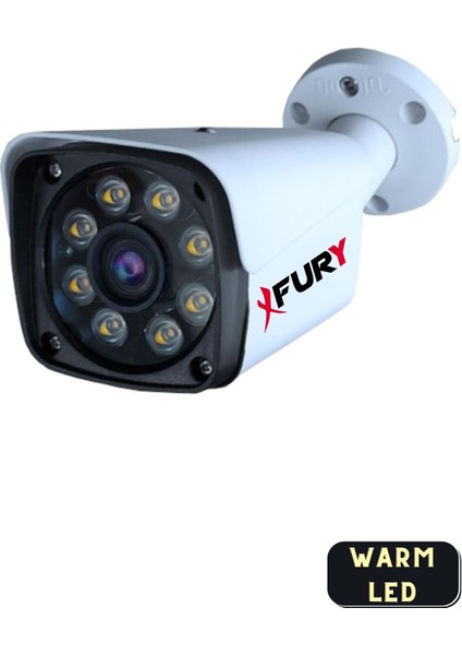 FURY 6 Kameralı 5mp Lens 1080p 2mp Color Görüntü 8 Warm Led Gece Görüş FullHd Güvenlik Kamera 5520W 500GB